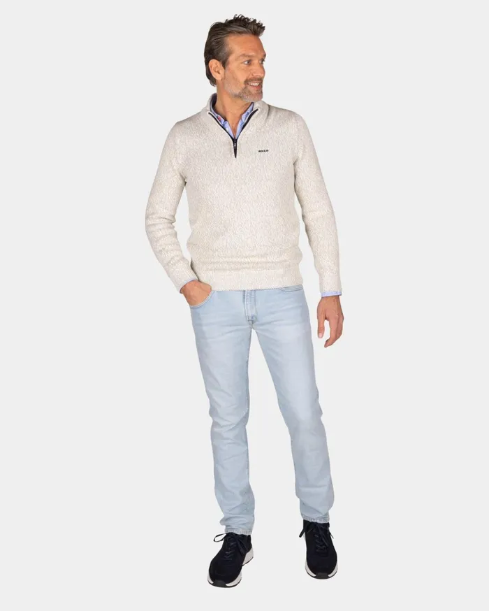 NZA New Zealand Auckland Knitwear Beige HalfZip Pullover 8211 Dusty Army 8211 Men