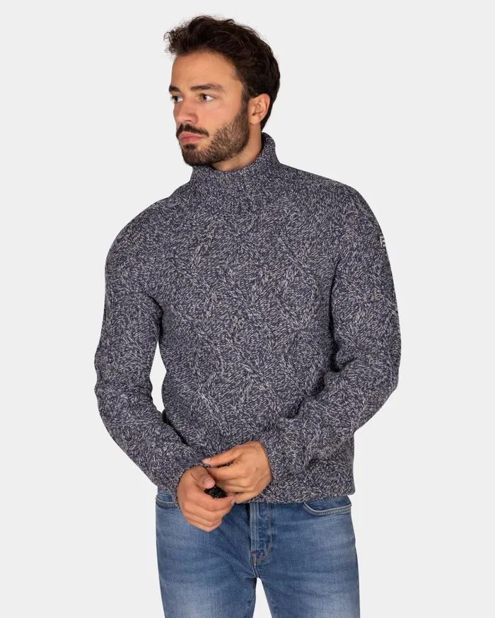 NZA New Zealand Auckland Knitwear Blue Wool Cable Knit Turtleneck Sweater 8211 Tin Blue 8211 Men NZA New Zealand Auckland Knitwear Blue Wool Cable Knit Turtleneck Sweater 8211 Tin Blue 8211 Men