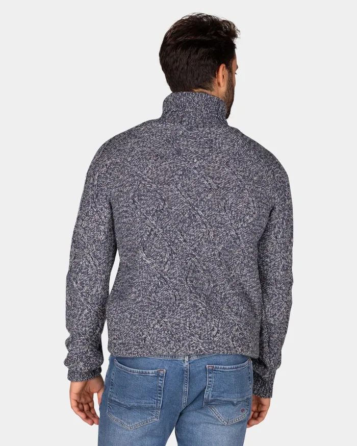 NZA New Zealand Auckland Knitwear Blue Wool Cable Knit Turtleneck Sweater 8211 Tin Blue 8211 Men