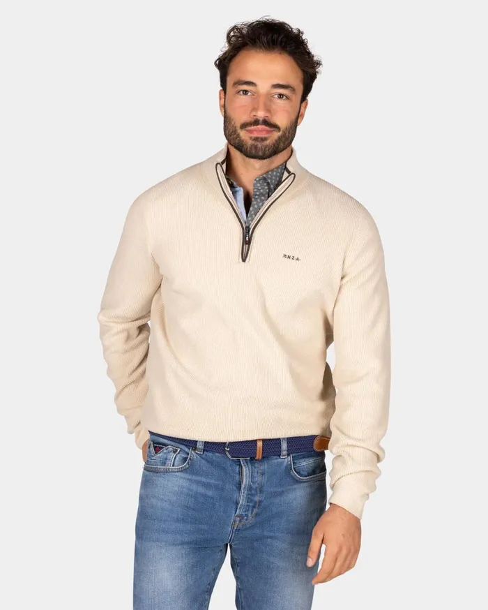 NZA New Zealand Auckland Knitwear Light Brown Chenille HalfZip Sweater 8211 Chestnut 8211 Men NZA New Zealand Auckland Knitwear Light Brown Chenille HalfZip Sweater 8211 Chestnut 8211 Men