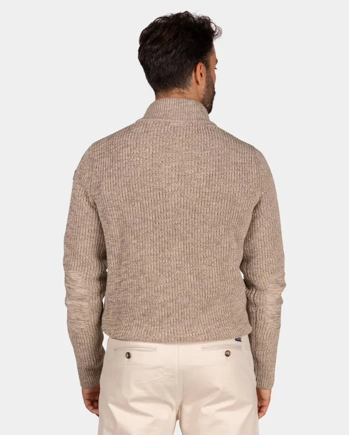 NZA New Zealand Auckland Knitwear Mottled Brown HalfZip Sweater 8211 Chestnut 8211 Men