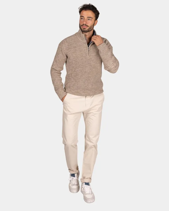 NZA New Zealand Auckland Knitwear Mottled Brown HalfZip Sweater 8211 Chestnut 8211 Men