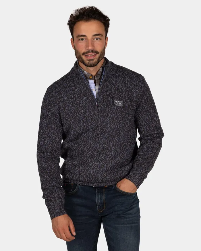 NZA New Zealand Auckland Knitwear Mottled Dark Brown Wool Pullover 8211 Dark Mocca 8211 Men NZA New Zealand Auckland Knitwear Mottled Dark Brown Wool Pullover 8211 Dark Mocca 8211 Men