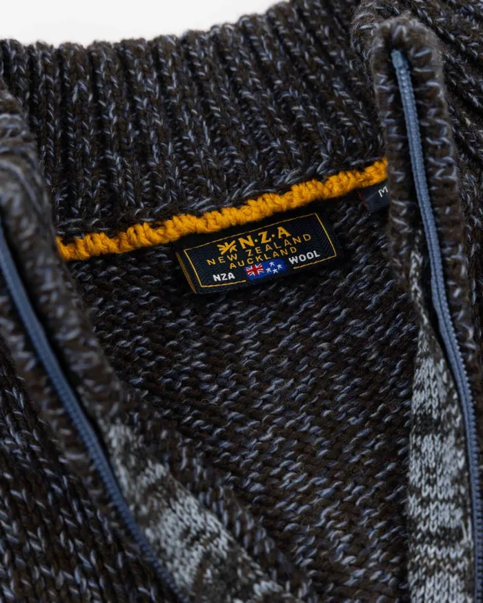 NZA New Zealand Auckland Knitwear Mottled Dark Brown Wool Pullover 8211 Dark Mocca 8211 Men