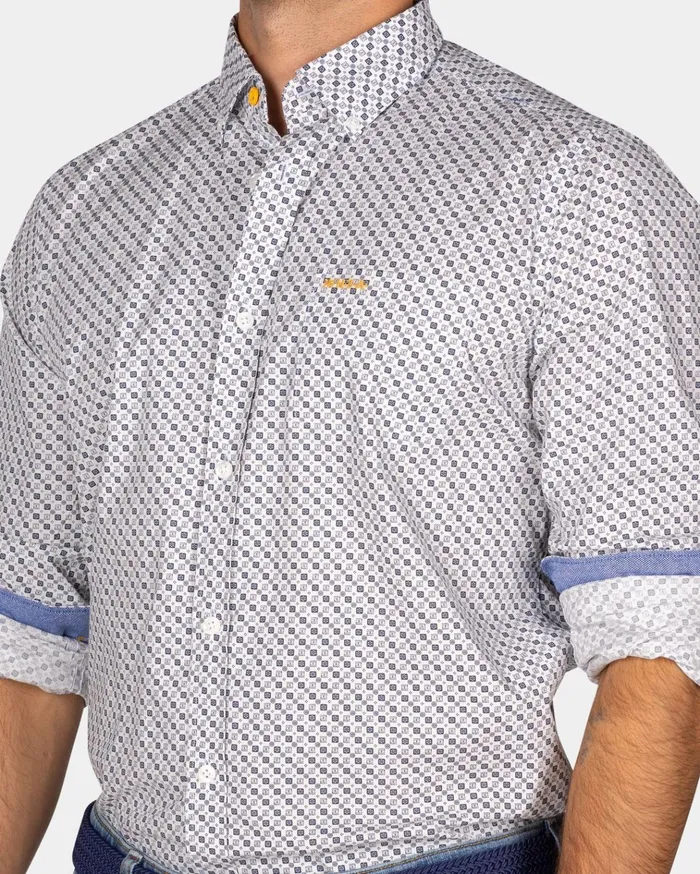 NZA New Zealand Auckland Shirts Beige Shirt With Small Blue Dots 8211 Ecru 8211 Men NZA New Zealand Auckland Shirts Beige Shirt With Small Blue Dots 8211 Ecru 8211 Men