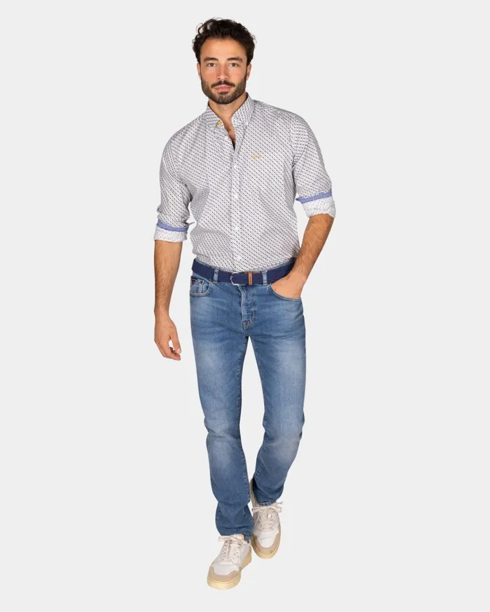 NZA New Zealand Auckland Shirts Beige Shirt With Small Blue Dots 8211 Ecru 8211 Men NZA New Zealand Auckland Shirts Beige Shirt With Small Blue Dots 8211 Ecru 8211 Men