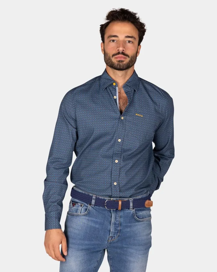 NZA New Zealand Auckland Shirts Blue Shirt With Dark Blue Pattern 8211 Tin Blue 8211 Men NZA New Zealand Auckland Shirts Blue Shirt With Dark Blue Pattern 8211 Tin Blue 8211 Men