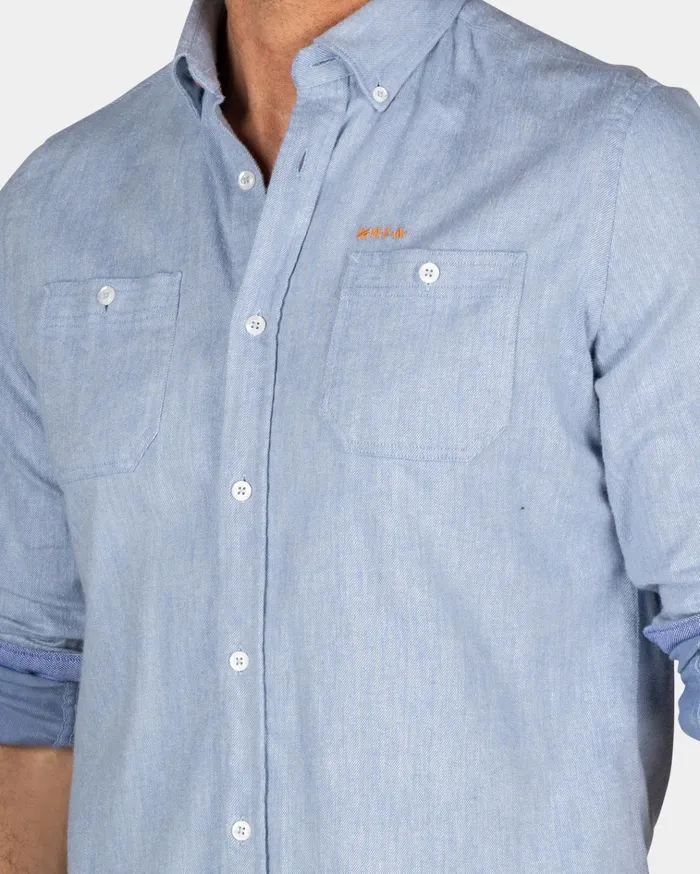 NZA New Zealand Auckland Shirts Cotton Denim Shirt 8211 Frozen Blue 8211 Men