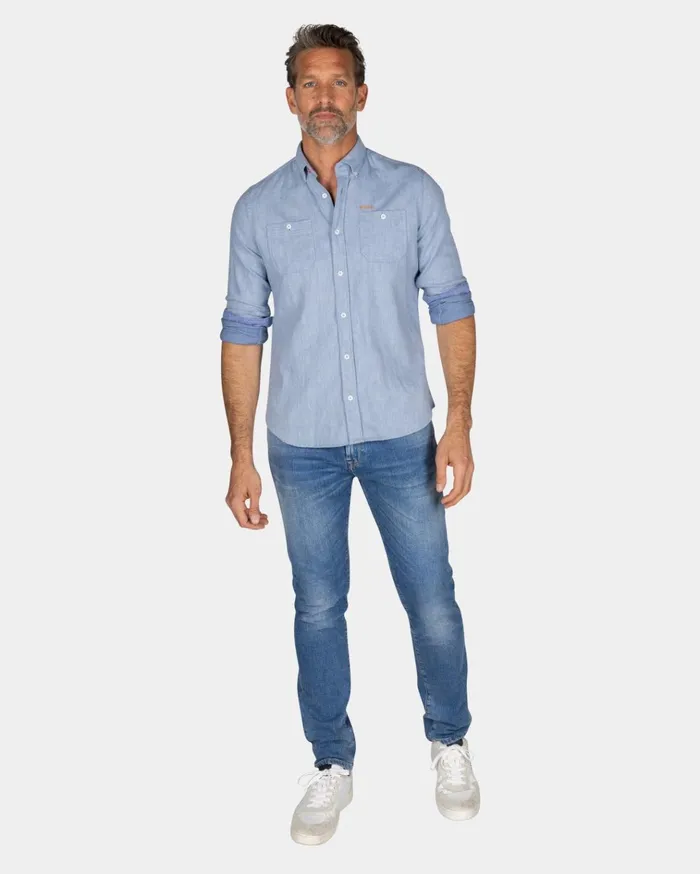 NZA New Zealand Auckland Shirts Cotton Denim Shirt 8211 Frozen Blue 8211 Men