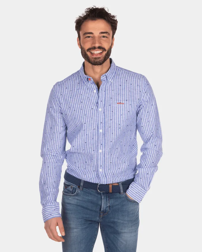 NZA New Zealand Auckland Shirts Linen And Cotton Shirt With Stripes 8211 Men NZA New Zealand Auckland Shirts Linen And Cotton Shirt With Stripes 8211 Men