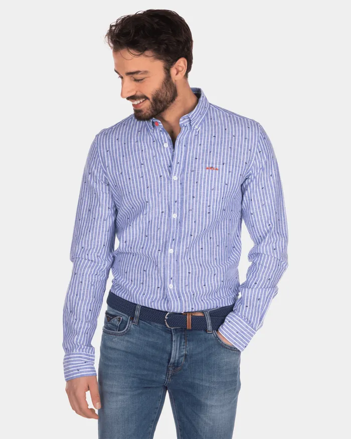 NZA New Zealand Auckland Shirts Linen And Cotton Shirt With Stripes 8211 Men NZA New Zealand Auckland Shirts Linen And Cotton Shirt With Stripes 8211 Men