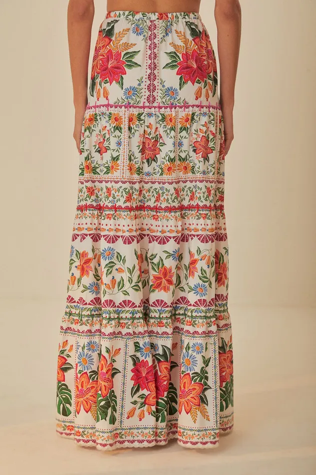 OffWhite Bloom Garden Maxi Skirt Women Farm Rio Skirts