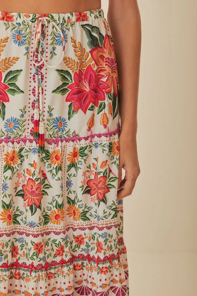 OffWhite Bloom Garden Maxi Skirt Women Farm Rio Skirts