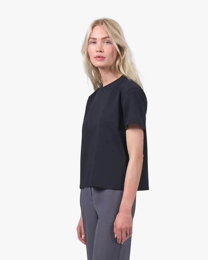Organic Boxy Crop Tee 8211 Snow Melange TShirts Colorfulstandard Women