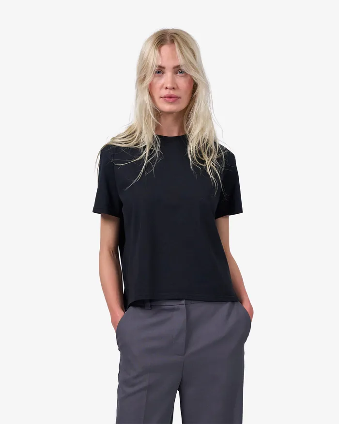 Organic Boxy Crop Tee 8211 Snow Melange TShirts Colorfulstandard Women