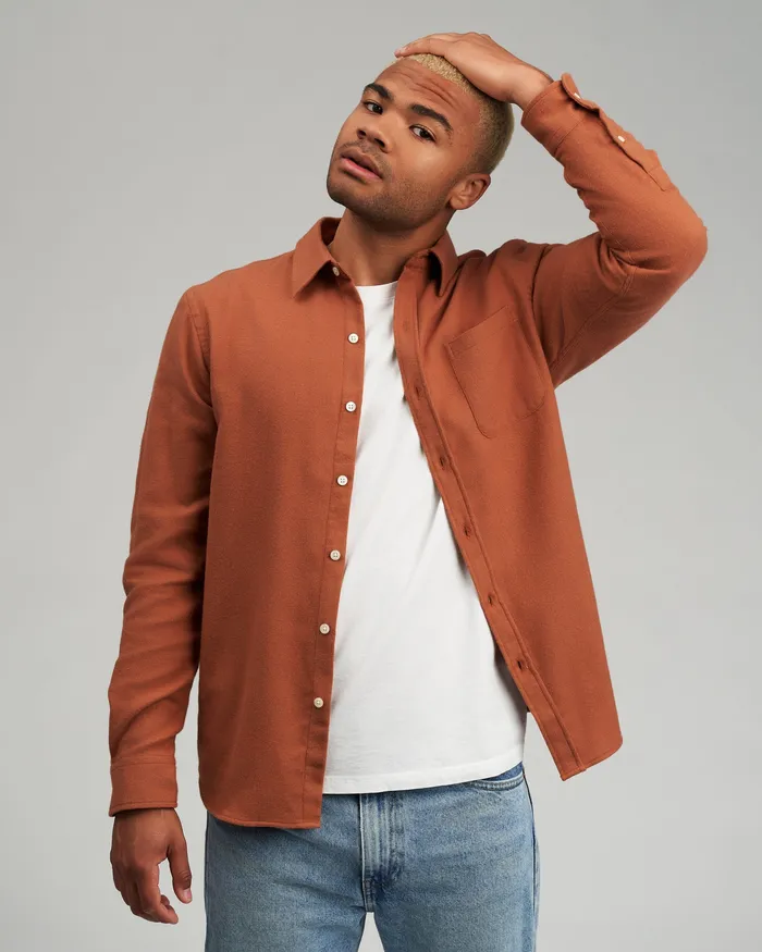 Organic Flannel Shirt 8211 Dusty Olive Shirts Colorfulstandard Men