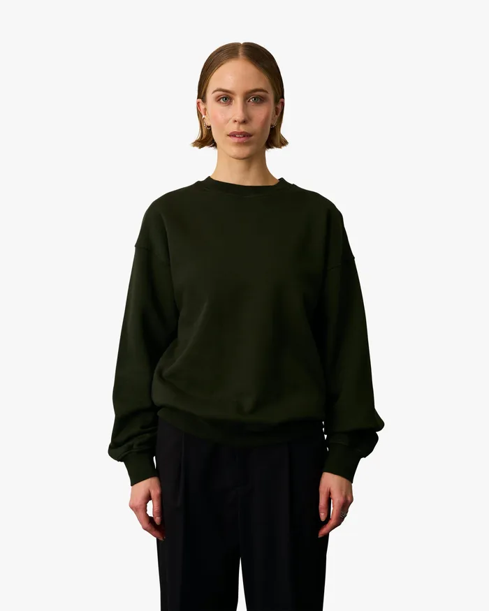 Organic Oversized Crew 8211 Pine Green Crewneck Sweatshirts Colorfulstandard Women