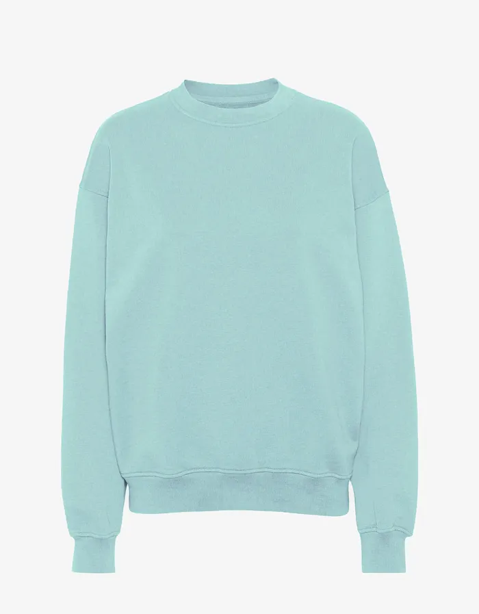 Organic Oversized Crew 8211 Teal Blue Women Crewneck Sweatshirts Colorfulstandard