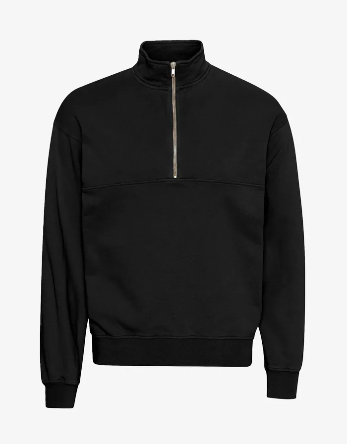Organic Quarter Zip 8211 Deep Black Women Quarter Zips Colorfulstandard
