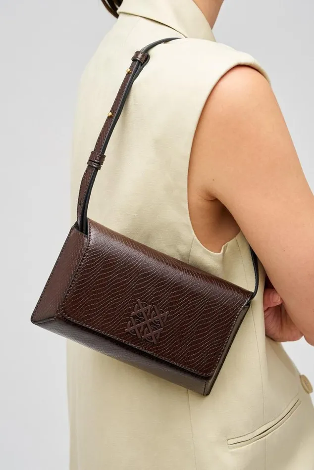 Oroton Baguette Bags Della Texture Small Baguette Mahogany 8211 Women