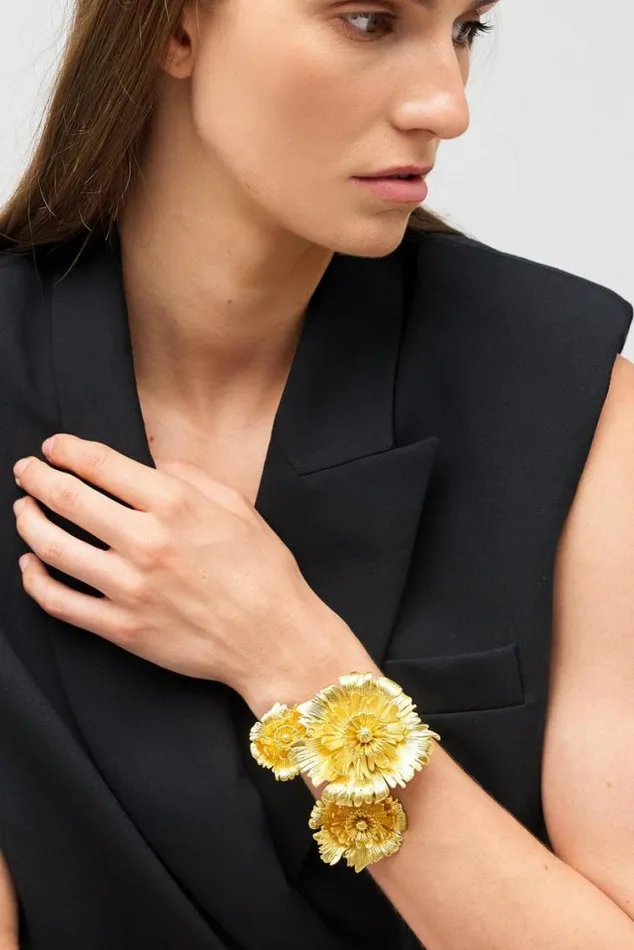 Oroton Bracelets Etta Cuff Worn Gold 8211 Jewellery