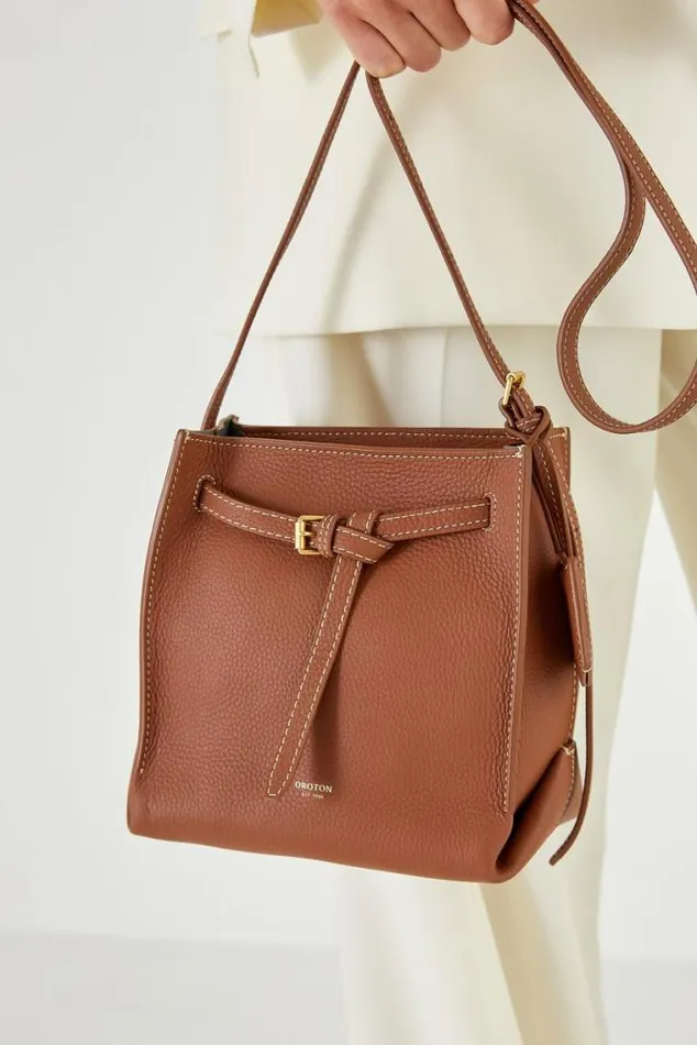 Oroton Crossbody Margot Mini Bucket Bag Whiskey 8211 Women