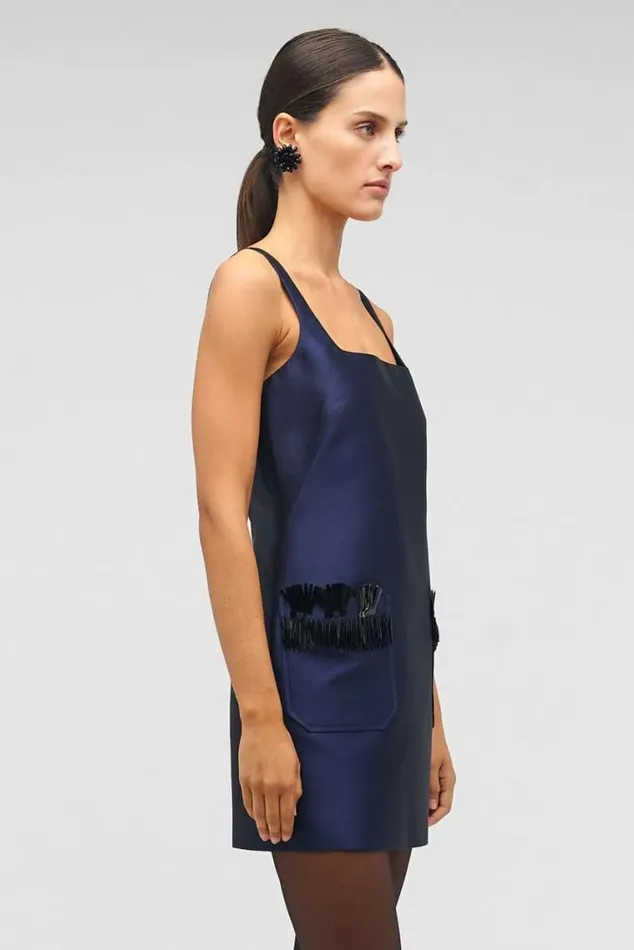 Oroton Dresses Fringe Beaded Mini Dress North Sea 8211 Women