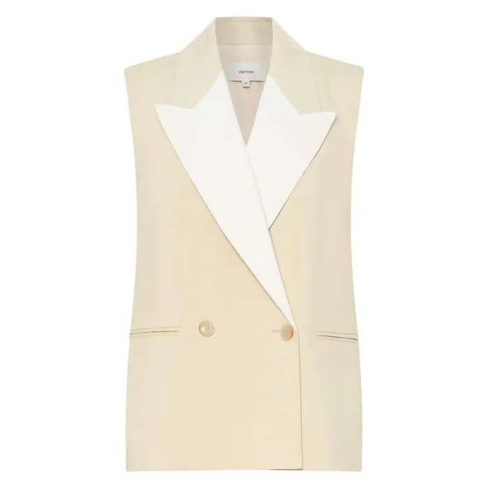 Oroton Jackets and Outerwear Sleeveless Waiter039s Jacket Limestone 8211 Women
