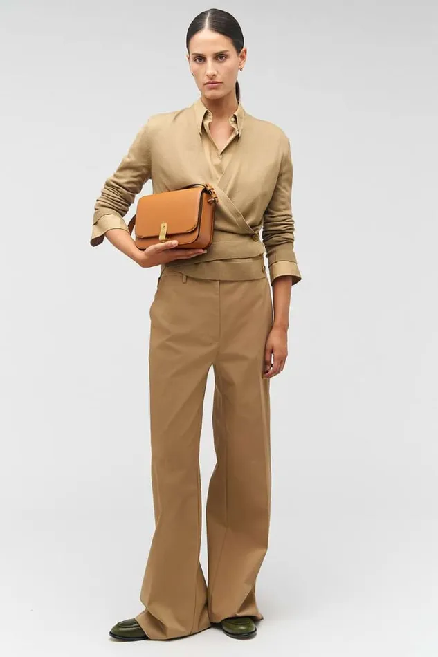 Oroton Pants Flat Front Pant Dark Camel 8211 Women