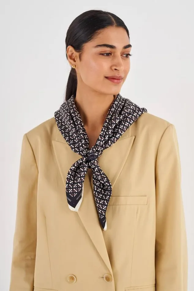 Oroton Scarves All Over Logo Silk Scarf Black 8211 Accessories