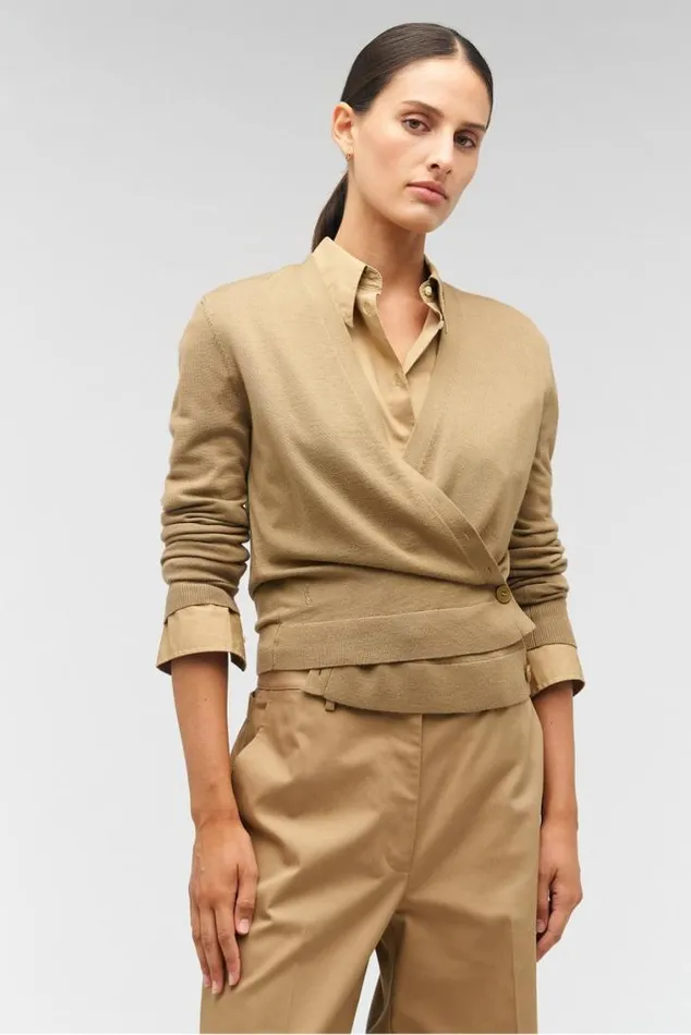 Oroton Sets Wrap Cardigan Dark Camel 8211 Women
