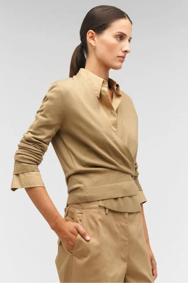 Oroton Sets Wrap Cardigan Dark Camel 8211 Women