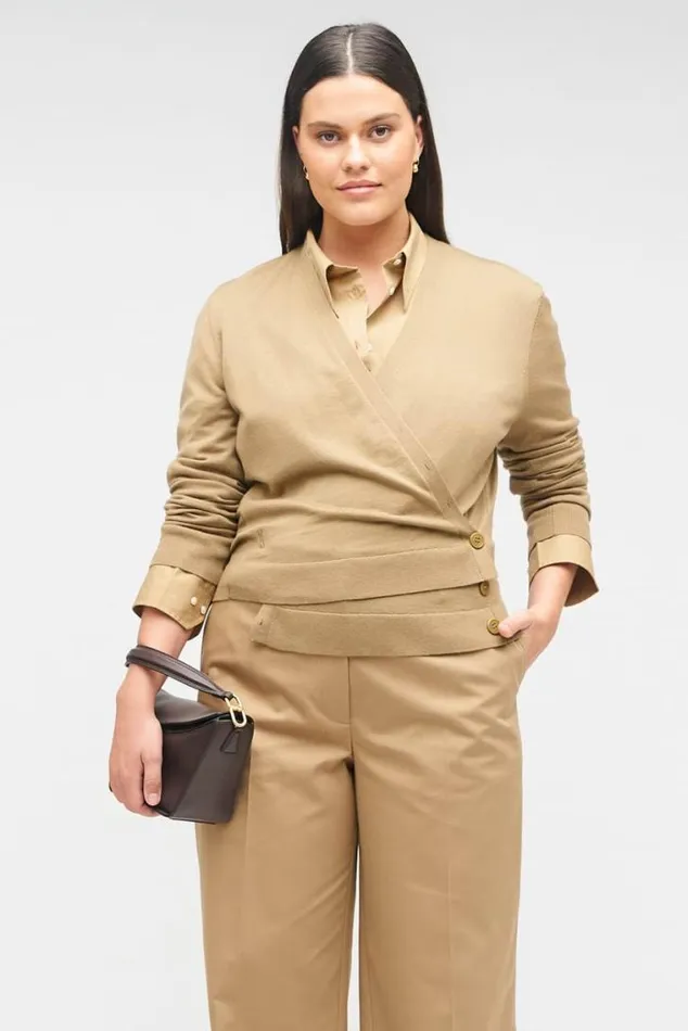 Oroton Sets Wrap Cardigan Dark Camel 8211 Women