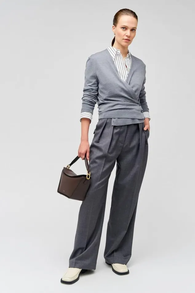 Oroton Sets Wrap Cardigan Grey Marle 8211 Women