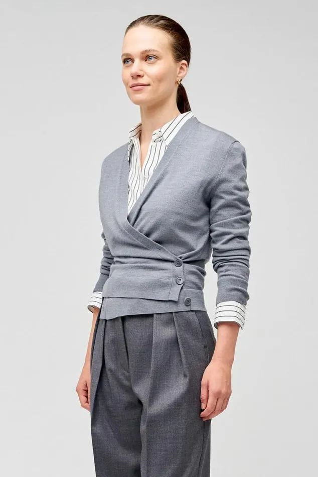 Oroton Sets Wrap Cardigan Grey Marle 8211 Women