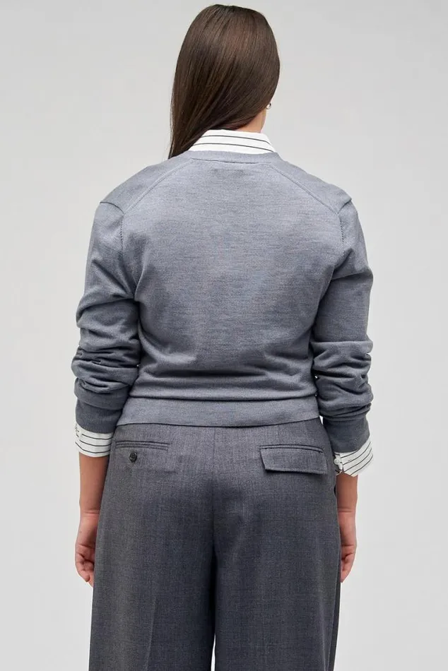 Oroton Sets Wrap Cardigan Grey Marle 8211 Women