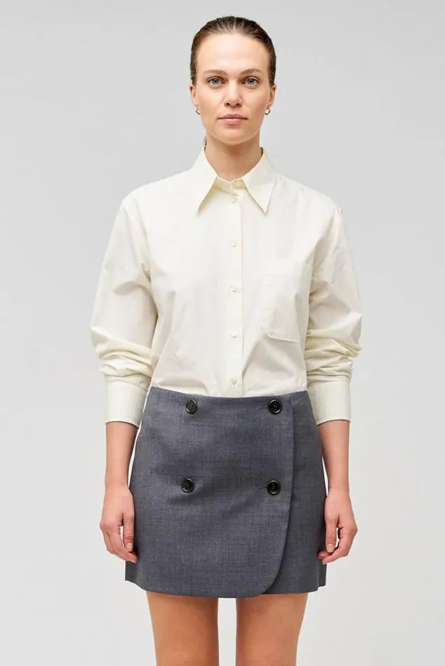 Oroton Skirts Double Breasted Mini Skirt Dark Ash 8211 Women