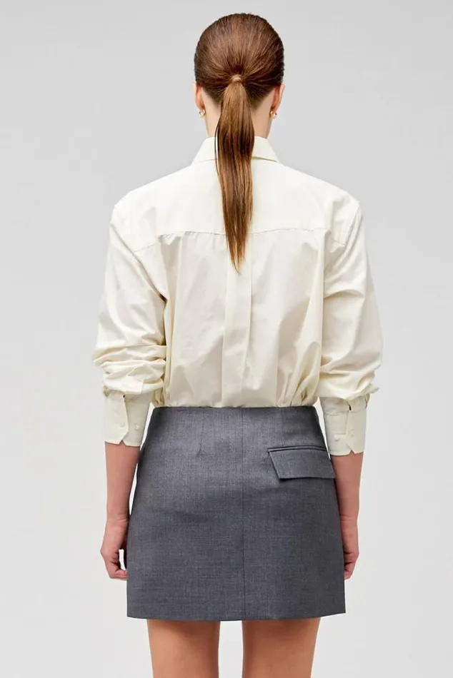 Oroton Skirts Double Breasted Mini Skirt Dark Ash 8211 Women