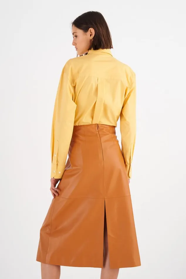 Oroton Skirts Leather Skirt Tan 8211 Women