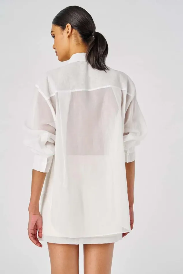 Oroton Tops Lace Flower Sheer Overshirt Antique White 8211 Women
