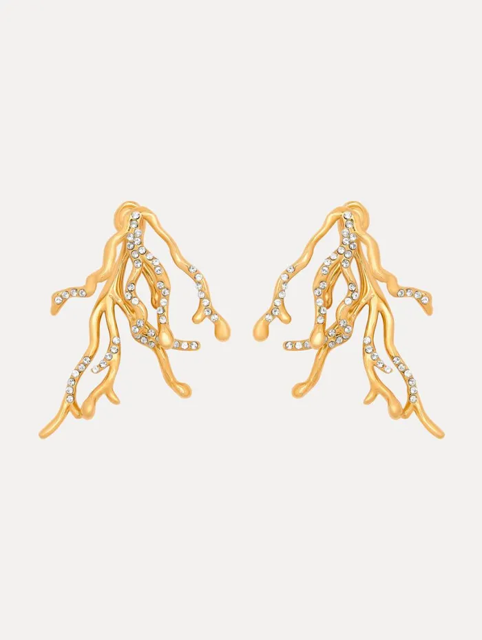 Oscar De La Renta Coral and Gold Drops Earrings Gold Women Earrings