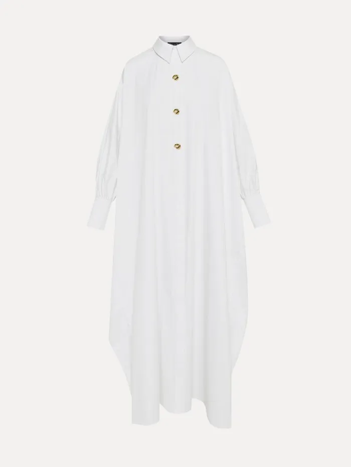 Oscar De La Renta Cotton Poplin Caftan White Women Dresses