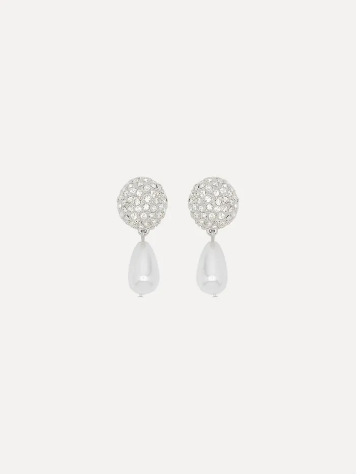 Oscar De La Renta Crystal and Pearl Drop ClipOn Earrings Crystal Women Earrings