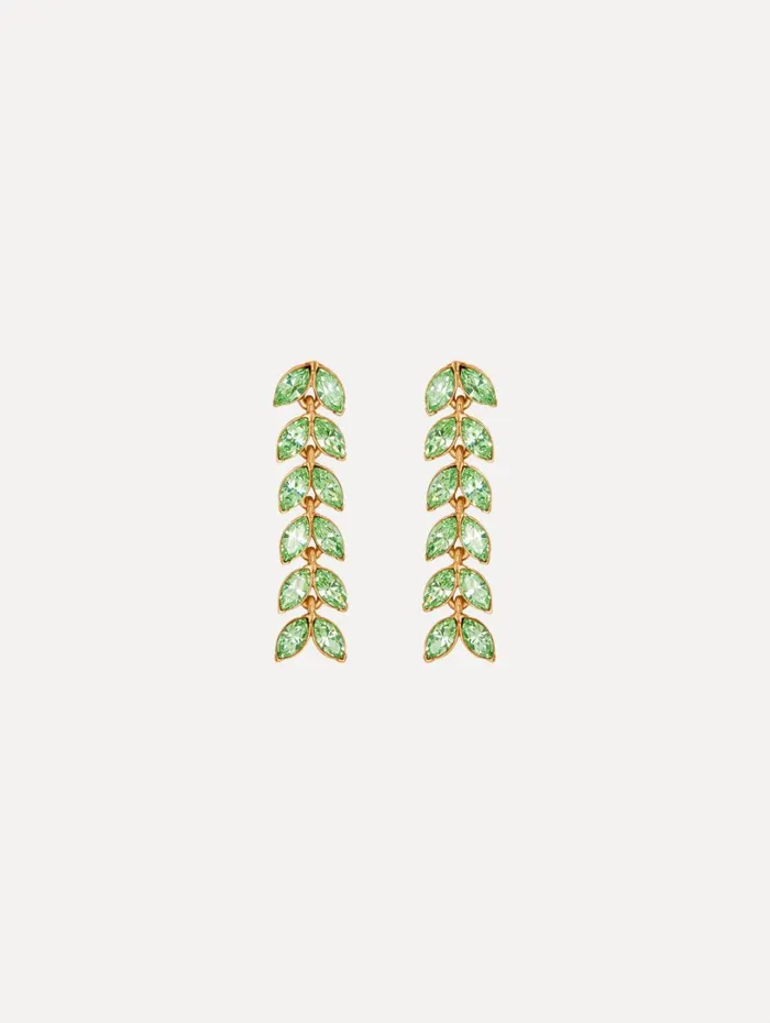 Oscar De La Renta Crystal Leaves Strand Earrings Chrysolite Women Earrings
