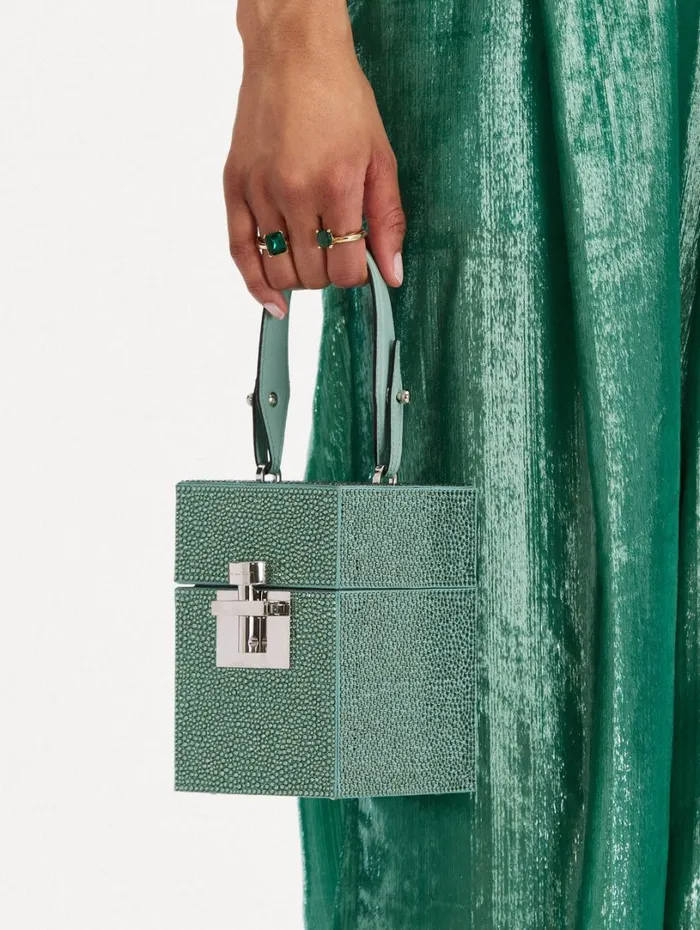 Oscar De La Renta Crystal Pav Alibi Top Handle Bag Sage Women Handbags