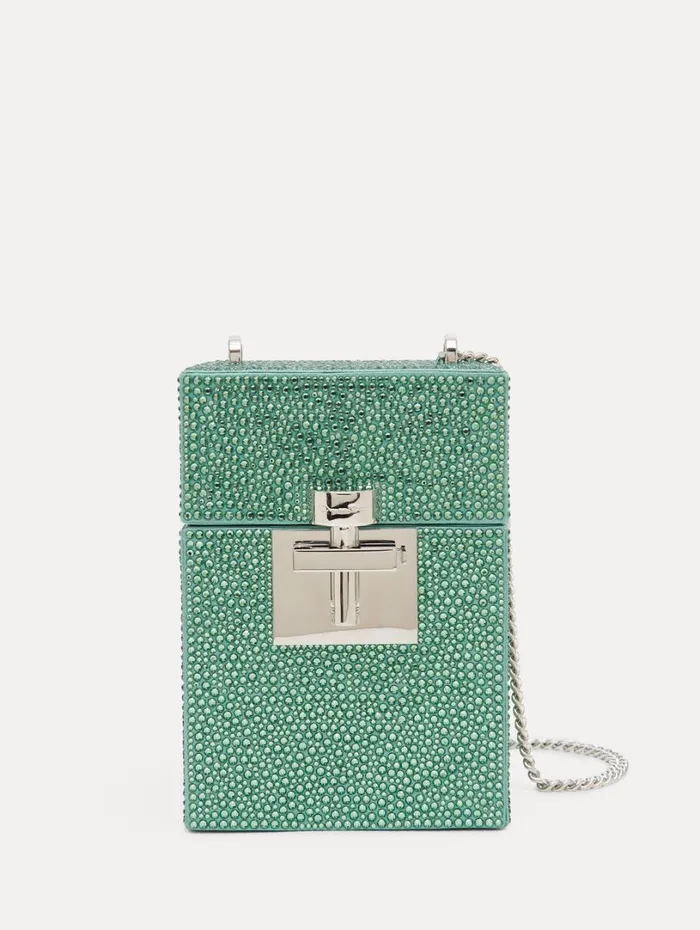 Oscar De La Renta Crystal Pav Alibi Top Handle Bag Sage Women Handbags