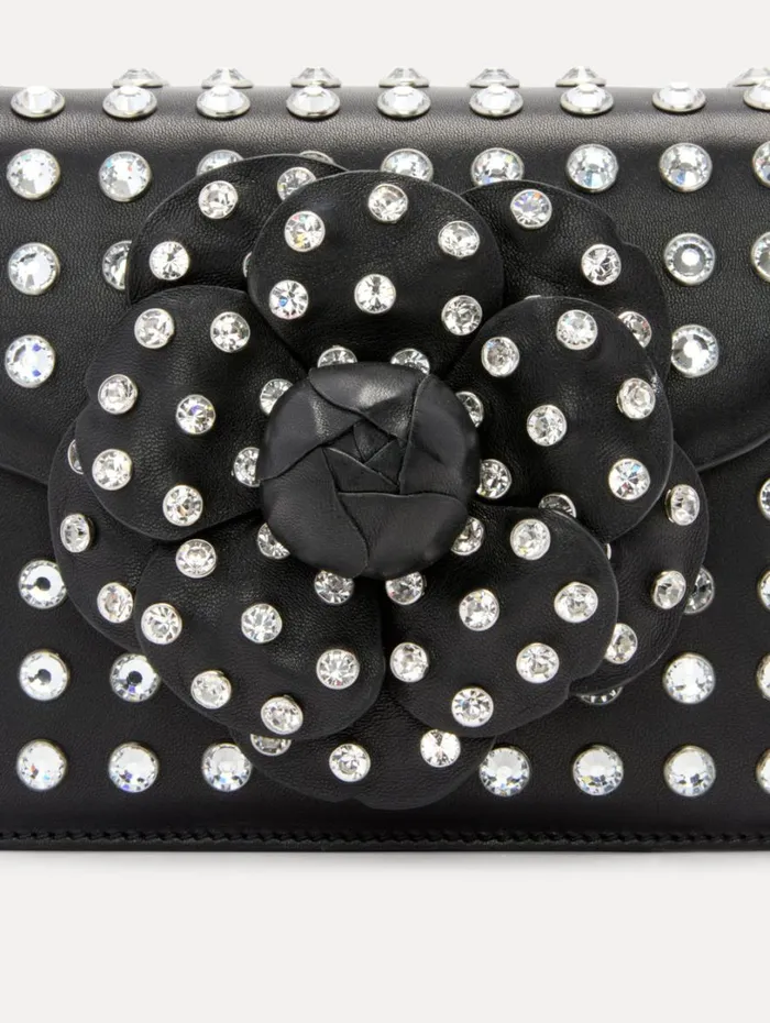 Oscar De La Renta Crystal Stud Mini TRO Bag Black Women Handbags Oscar De La Renta Crystal Stud Mini TRO Bag Black Women Handbags