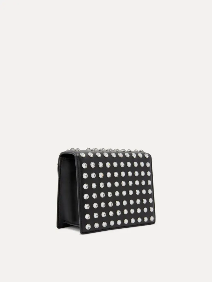 Oscar De La Renta Crystal Stud Mini TRO Bag Black Women Handbags Oscar De La Renta Crystal Stud Mini TRO Bag Black Women Handbags
