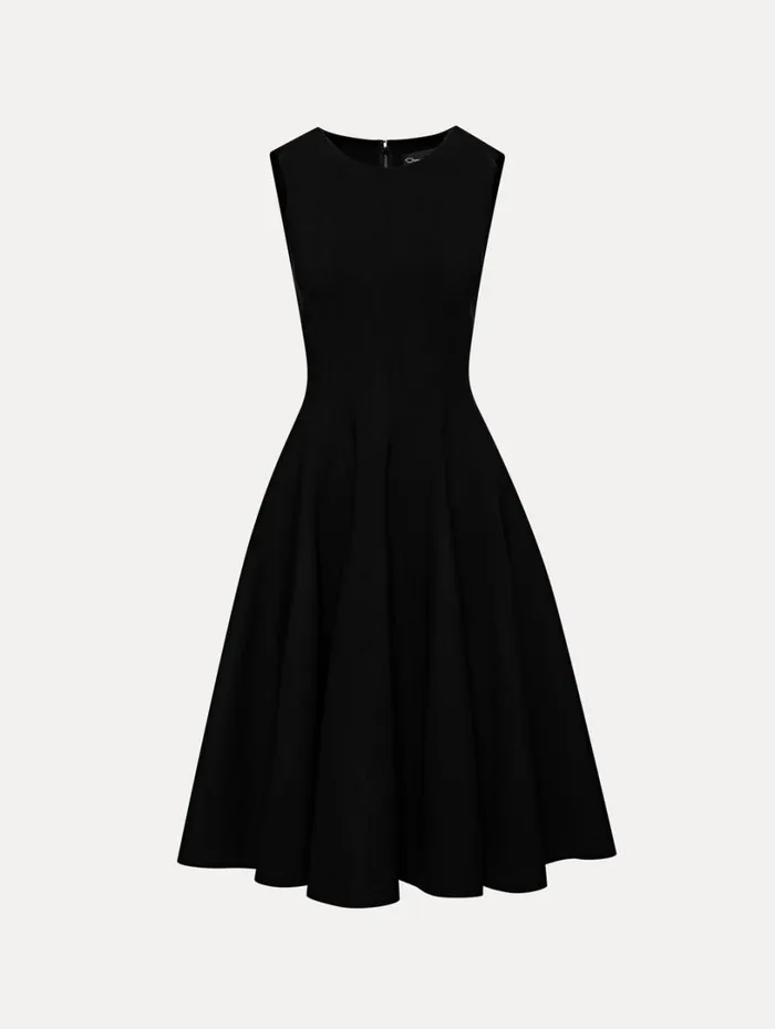 Oscar De La Renta Curved Seam Detail Dress Black Women Dresses