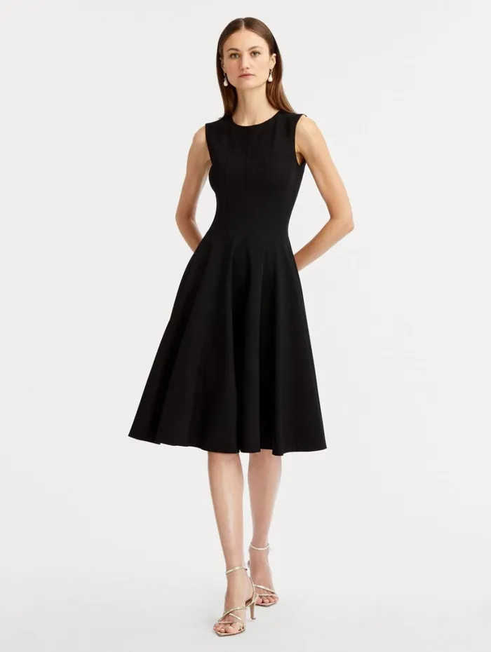 Oscar De La Renta Curved Seam Detail Dress Black Women Dresses